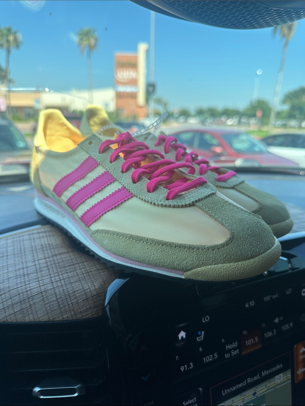 adidas Olive & Pink Retro Runner Sneakers